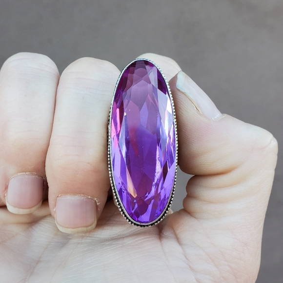 New Oversized Iolite 925 Silver Statement Ring. - Picture 12 of 16